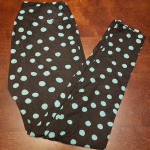 LuLaRoe mint polka dot leggings